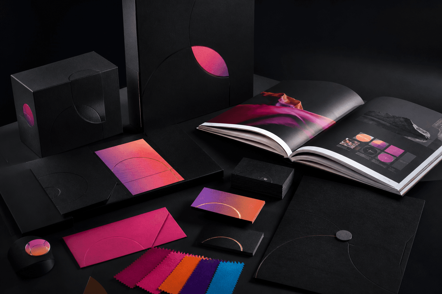 Brand identity system with packaging and stationery