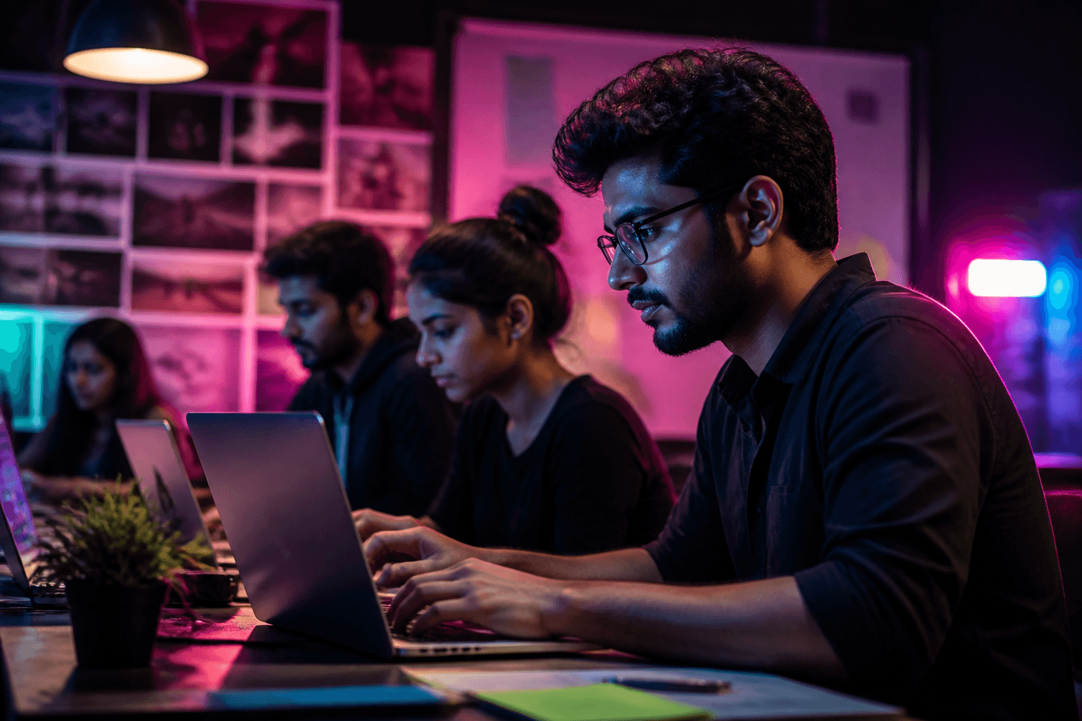Edtech campaign featuring Indian learners in a studio